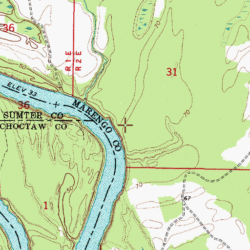 Topographic Map of Rainwater (historical), AL