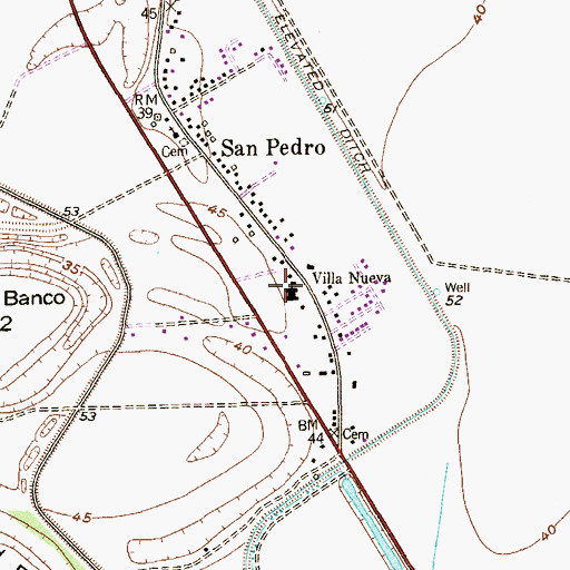 Topographic Map of Villa Nueva Elementary School, TX