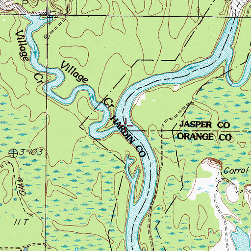 Topographic Map of Village Creek, TX