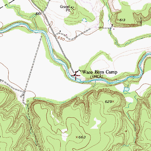 Topographic Map of Waco Boys Camp, TX