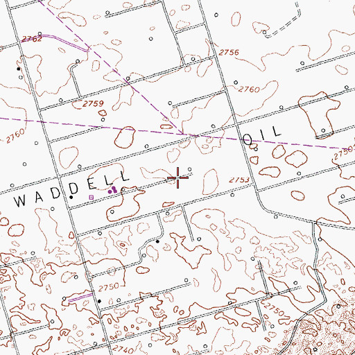 Topographic Map of Waddell Oil Field, TX