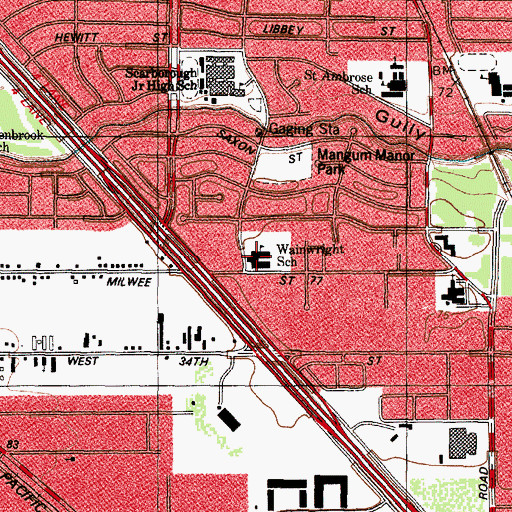 Topographic Map of Wainwright School, TX