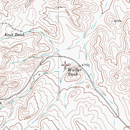 Topographic Map of Walker Tank, TX
