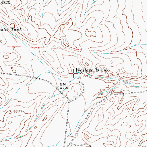 Topographic Map of Wallace Tank, TX