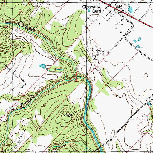 Topographic Map of Walnut Creek, TX