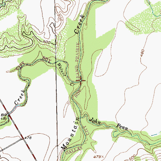 Topographic Map of Walnut Creek, TX