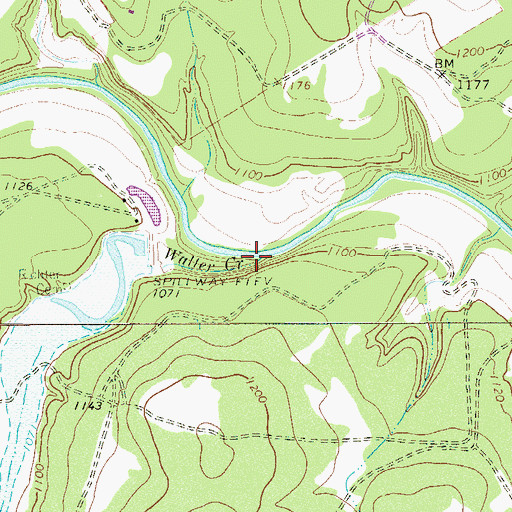 Topographic Map of Walter Creek, TX