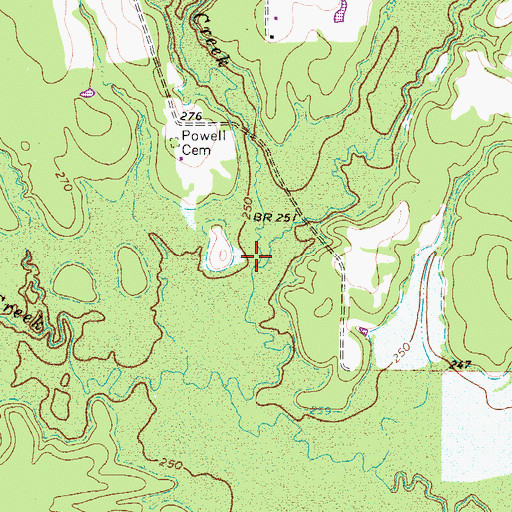 Topographic Map of Ward Creek, TX