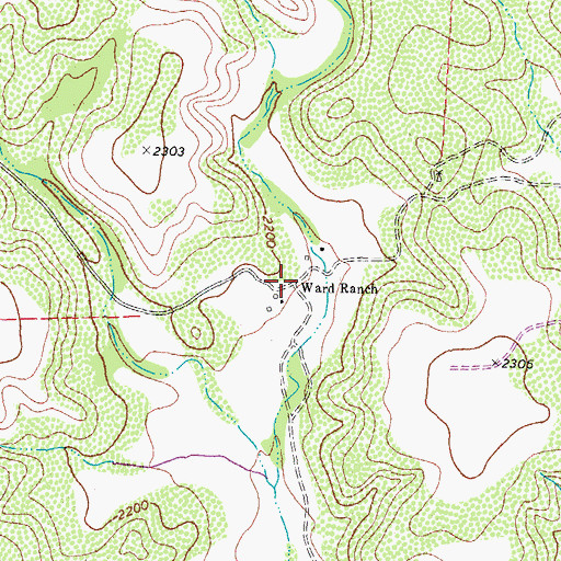 Topographic Map of Ward Ranch, TX
