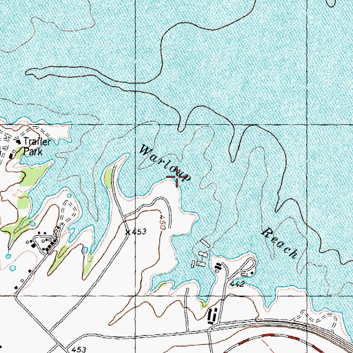 Topographic Map of Warloup Reach, TX