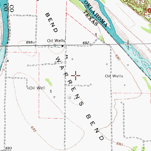 Topographic Map of Warrens Bend, TX