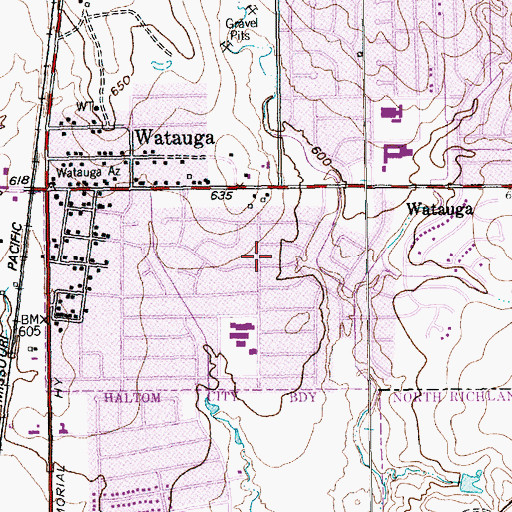 Topographic Map of Watauga, TX