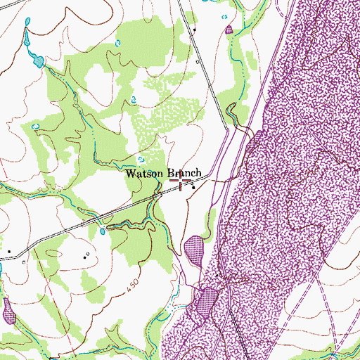 Topographic Map of Watson Branch, TX