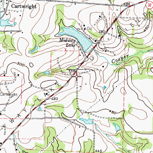 Topographic Map of Way Lake Oil Field, TX
