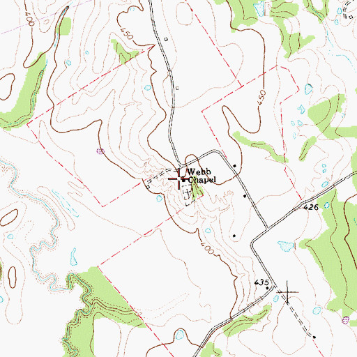 Topographic Map of Webb Chapel, TX