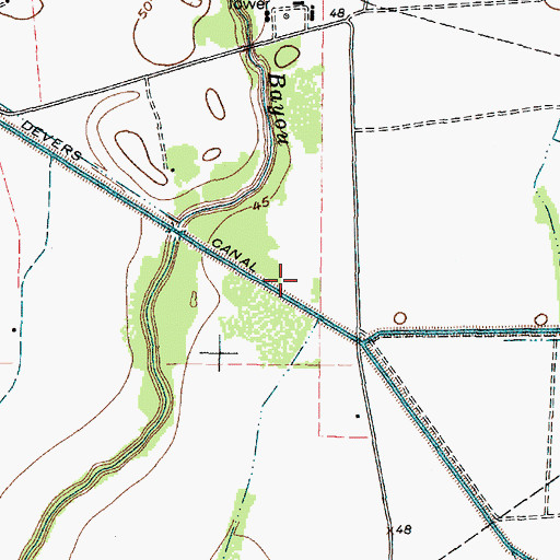 Topographic Map of West Branch Devers Canal, TX