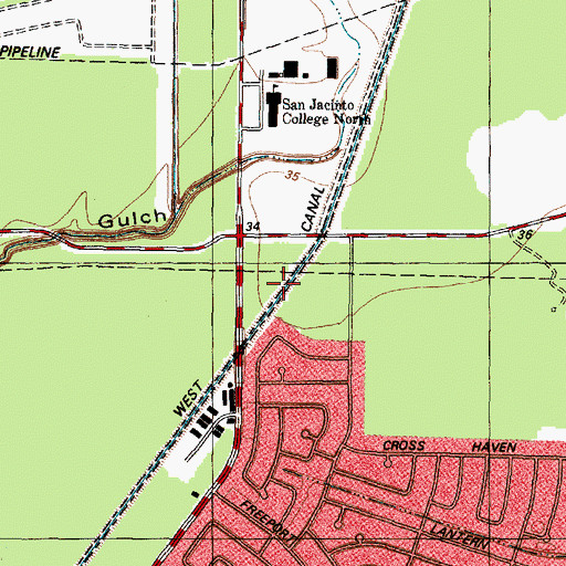 Topographic Map of West Canal, TX