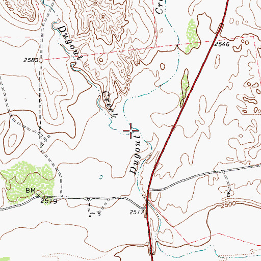 Topographic Map of West Dugout Creek, TX