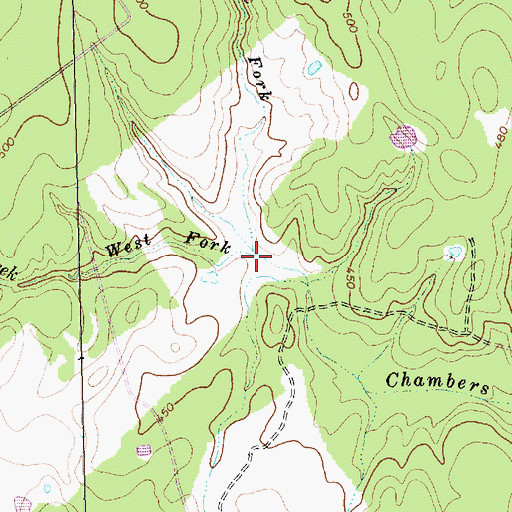 Topographic Map of West Fork Chambers Creek, TX