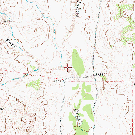 Topographic Map of West Fork Johns Creek, TX