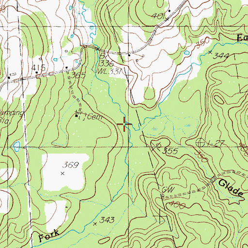 Topographic Map of West Fork Pen Creek, TX