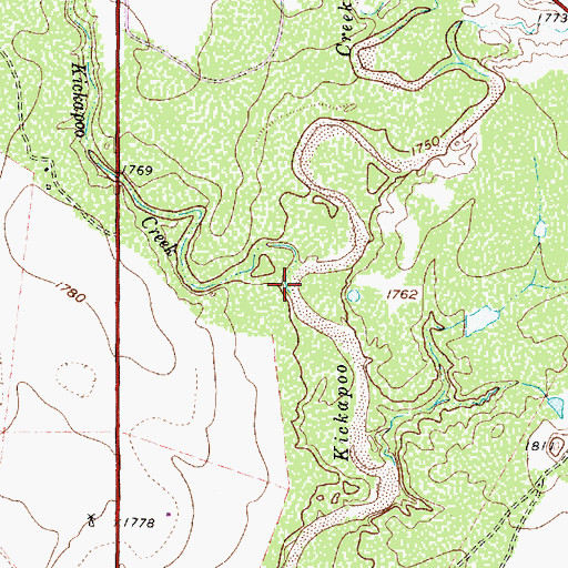 Topographic Map of West Kickapoo Creek, TX