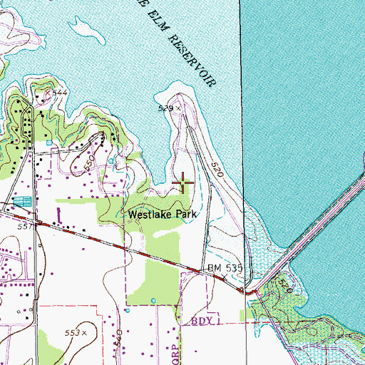 Topographic Map of West Lake Park, TX