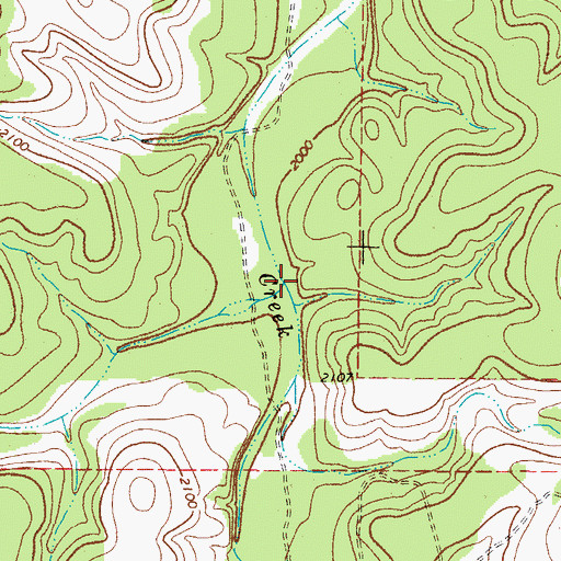Topographic Map of West Prong Contrary Creek, TX