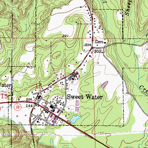 Topographic Map of Sweet Water High School, AL