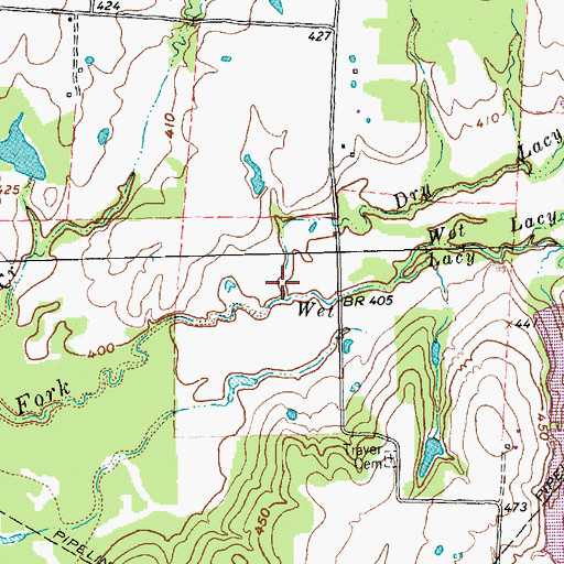 Topographic Map of Wet Lacy Fork, TX