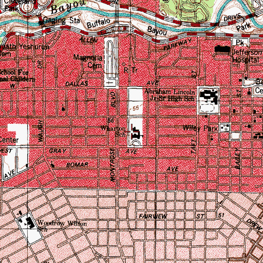 Topographic Map of Wharton School, TX