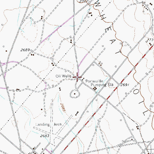 Topographic Map of Wheat Oil Field, TX