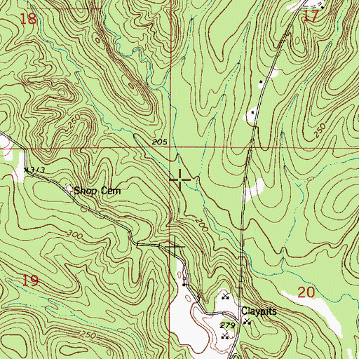 Topographic Map of Threadgill Mill Creek, AL
