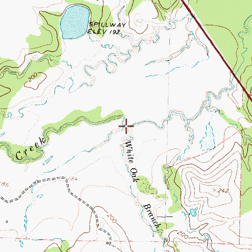 Topographic Map of White Oak Branch, TX