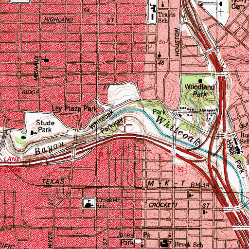 Topographic Map of White Oak Park, TX