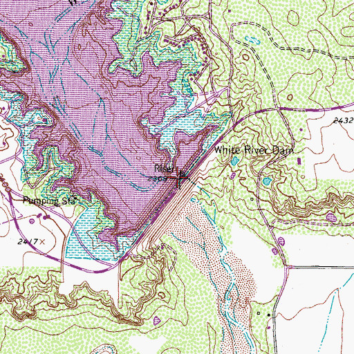 Topographic Map of White River Reservoir, TX