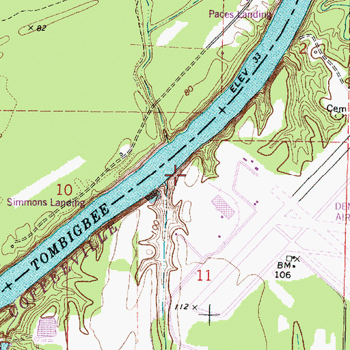 Topographic Map of Ulmers Landing (historical), AL