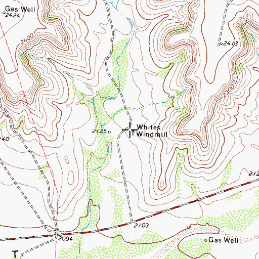 Topographic Map of Whites Windmill, TX