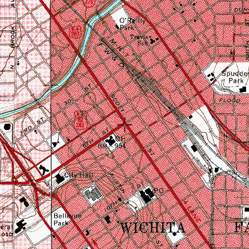 Topographic Map of Wichita Falls, TX