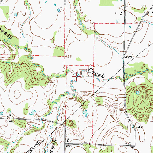 Topographic Map of Wilcox Branch, TX