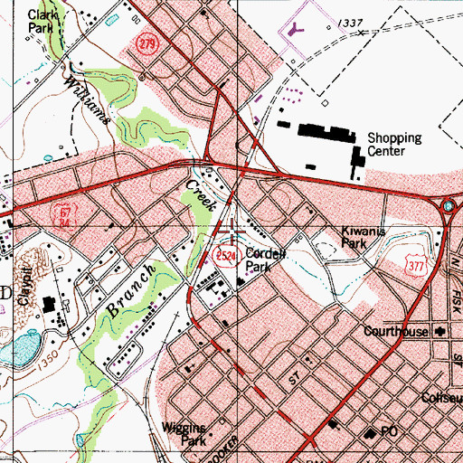 Topographic Map of Williams Creek, TX