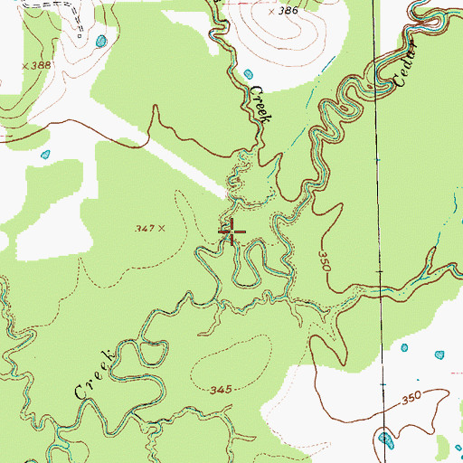 Topographic Map of Williams Creek, TX