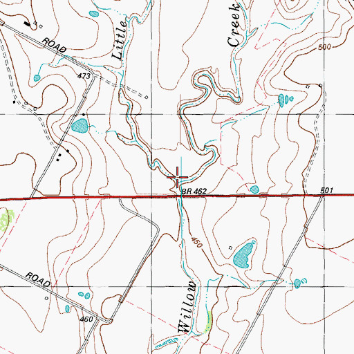 Topographic Map of Willow Creek, TX