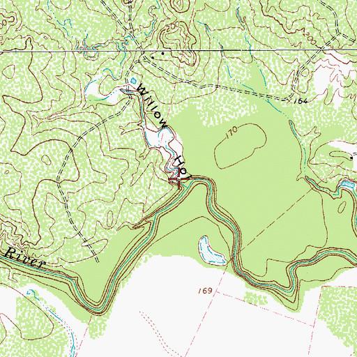 Topographic Map of Willow Hollow, TX