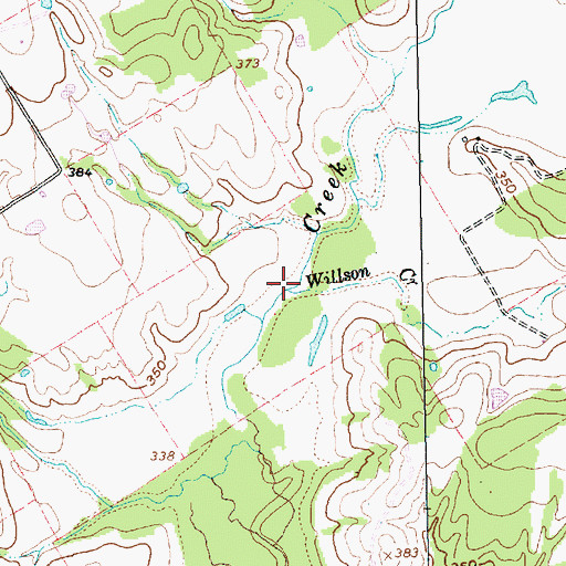 Topographic Map of Willson Creek, TX