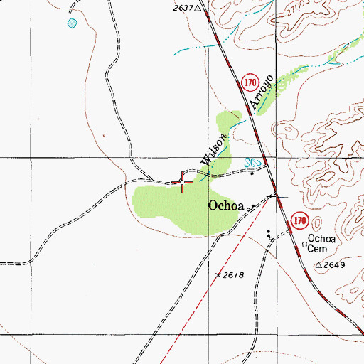 Topographic Map of Wilson Arroyo, TX