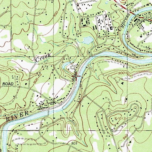 Topographic Map of Wilson Creek, TX