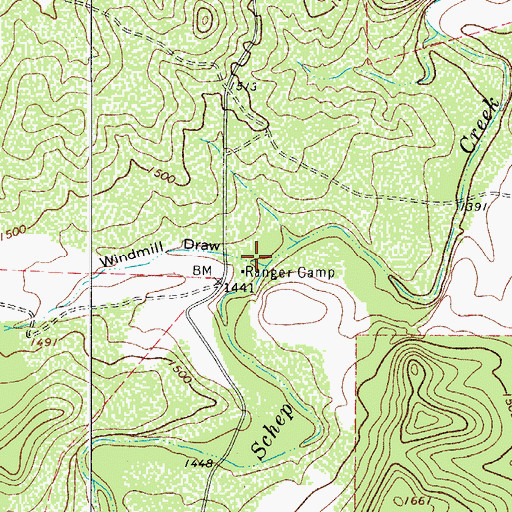 Topographic Map of Windmill Draw, TX