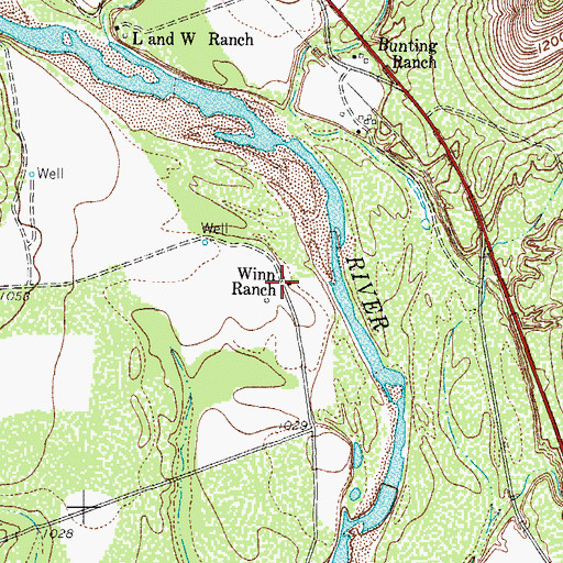 Topographic Map of Winn Ranch, TX