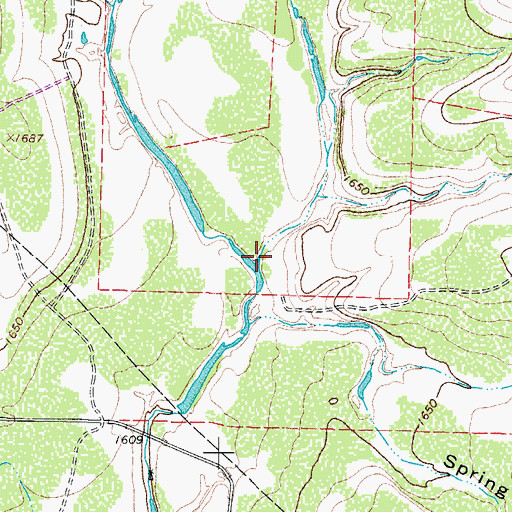 Topographic Map of Wire Hollow Creek, TX